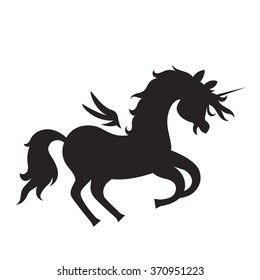 Unicorn silhouette on white background.