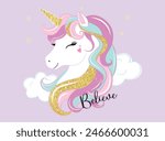unicorn silhouette in pink tones, abstract artistic design for girls, silhouettes on a lilac background ideal for printing, posters, dedications, etc.