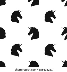 Unicorn silhouette. Seamless vector pattern