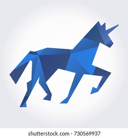 Unicorn silhouette. Stock vector template, easy to use. Polygon style.
