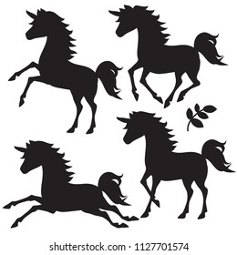 Unicorn silhouette vector cartoon illustration