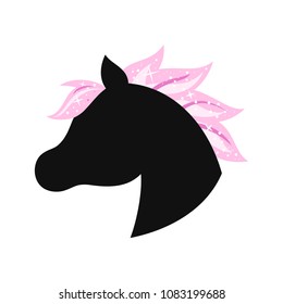 Unicorn silhouette. Vector illustration isolated on white background.