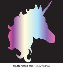 Unicorn silhouette vector illustration. Pink blue magic unicorn on white background. Fairy horse animal.