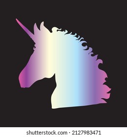 Unicorn silhouette vector illustration. Pink blue magic unicorn on white background. Fairy horse animal.