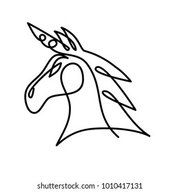 Unicorn. Simple continuous line of unicorn.