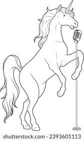 Unicorn Singer Microphone Music Animal Vector Graphic Art Illustration