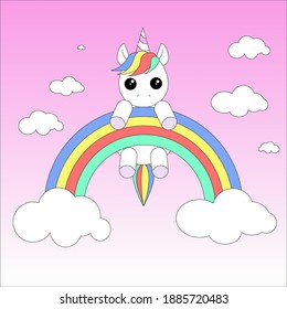 unicorn sits on the rainbow