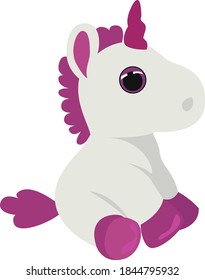 Unicorn sitting, illustration, vector on white background