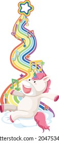 Einhorn auf der Wolke mit Regenbogen auf weißem Hintergrund