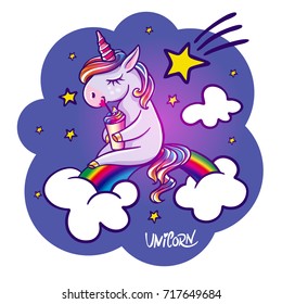 Unicorn Sitting On Rainbow