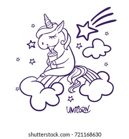 Unicorn sitting on rainbow