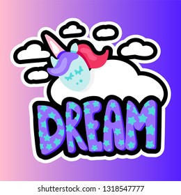 Unicorn with sleep lettering patch
