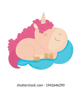 unicorn sleeping on a cloud