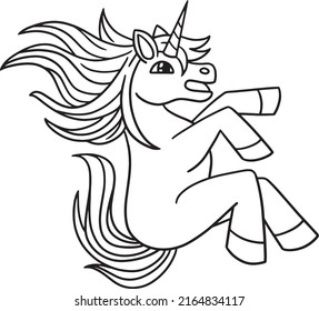 Unicorn Sliding Isolated Coloring Page for Kids