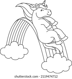 Unicorn Sliding Over The Rainbow Coloring Isolated