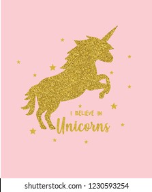 unicorn slogan glitter 