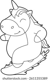 Unicorn Snowboard Winter sports Animal Vector Graphic Art Illustration