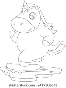 Unicorn Snowboarder Snowboard Winter sports Animal Vector Graphic Art Illustration