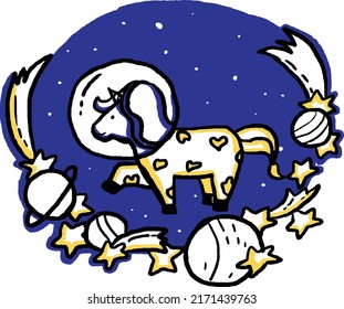 unicorn in space children vector illustration