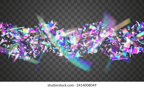 Unicorn Sparkle. Purple 3d Serpentine. Cristal Banner. Happy Abstract Illustration. Festive Tinsel. Laser Pattern. Digital Ribbon. Transparent Glitter. Blue Unicorn Sparkle