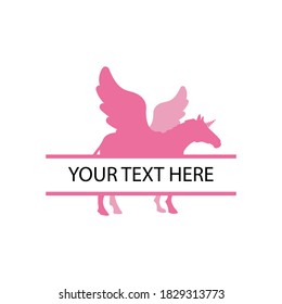 Unicorn with split text design template vector isolated