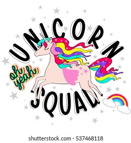 unicorn squad,cute magical unicorns,sweet kids graphics for t-shirts and phone case, also you can use as wallpaper, unicorn with patches