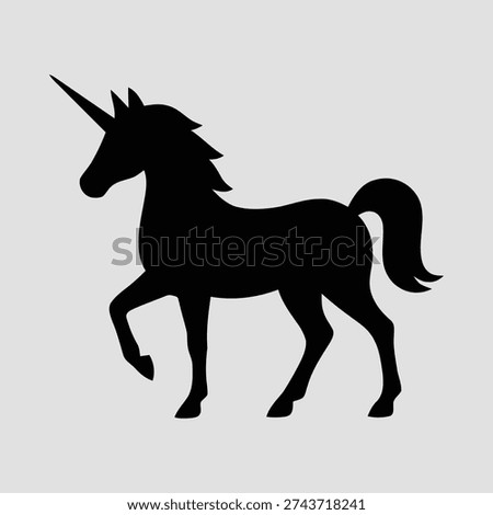 Unicorn Standing Majestically Silhouette Minimal Style Vector Illustration