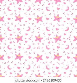 Unicorn star colourful background seamless pattern. Cute Cartoon Unicorns Seamless Pattern. Unicorn Animal And Rainbow. Kids Birthday And Baby Shower Love Vector
