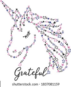unicorn star sparkle shine glitter grateful slogan