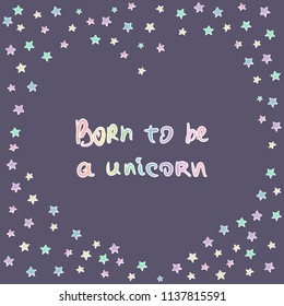 Unicorn Stars rainbow post card hand drawn