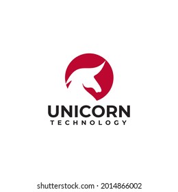 Unicorn start up logo design vector template