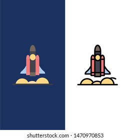 Unicorn Startup, Business, Rocket, Startup  Icons. Flat and Line Filled Icon Set Vector Blue Background. Vector Icon Template background