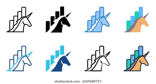 Unicorn Startups ícone definir coleção de vários estilos 
