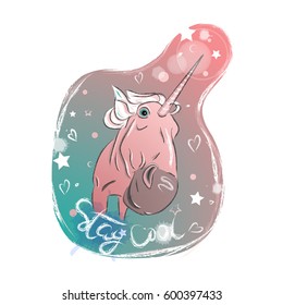 Unicorn. Stay cool Vector illustration
