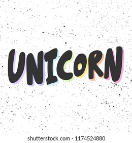 Unicorn. Sticker for social media content. Vector hand drawn illustration design. Bubble pop art comic style poster, t shirt print, post card, video blog cover