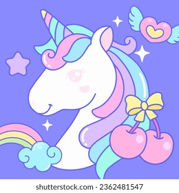 Unicorn sticky note memo design illustration