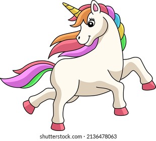 Unicorn Strolling On The Beach Cartoon Clipart 