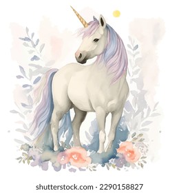 unicorn with style hand drawn digital painting illustration