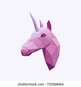 Unicorn in style low poly of faces completely editable logo in vector