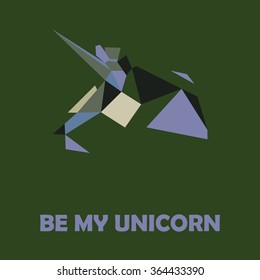 Unicorn stylized triangle polygonal head model
