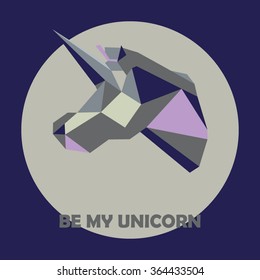 Unicorn stylized triangle polygonal head model
