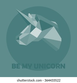 Unicorn stylized triangle polygonal head model