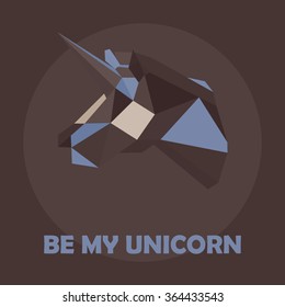 Unicorn stylized triangle polygonal head model