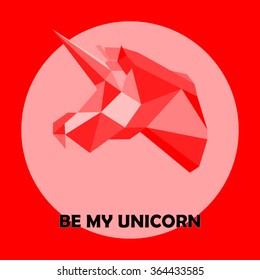 Unicorn stylized triangle polygonal head model
