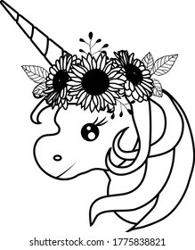 Unicorn With Sun Flower is suitable for digital projects, crafts, hobby, cards, invitations, weddings, logos, website or crafts projects. Perfect for magazine, news papers, posters and so one.