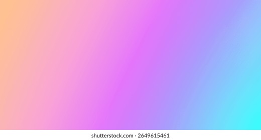 Unicorn Sunset Sky. Rainbow pastel gradient with smooth color flow. Soft dreamy tone with peach, pink and purple, cyan hues. Soft abstract sunset and sunrise summer sky vector blurry background.