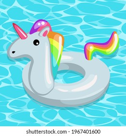 Unicorn. Swimming ring, inflatable ring, pool and sea circle. Vector graphics on an isolated background.