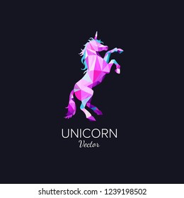 Unicorn symbol in Low Poly style  . Vector geometric polygonal  illustration 