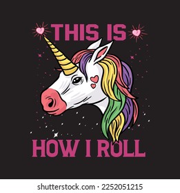 Unicorn T- shirt design graphic template