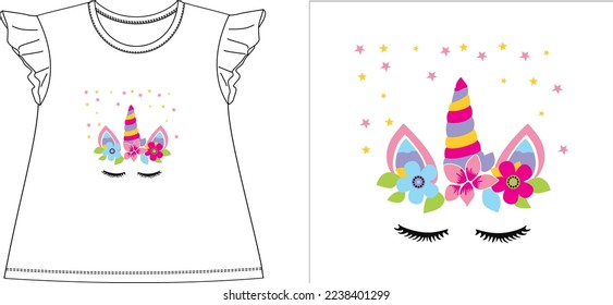 unicorn t shirt graphic design vector illustration digital file